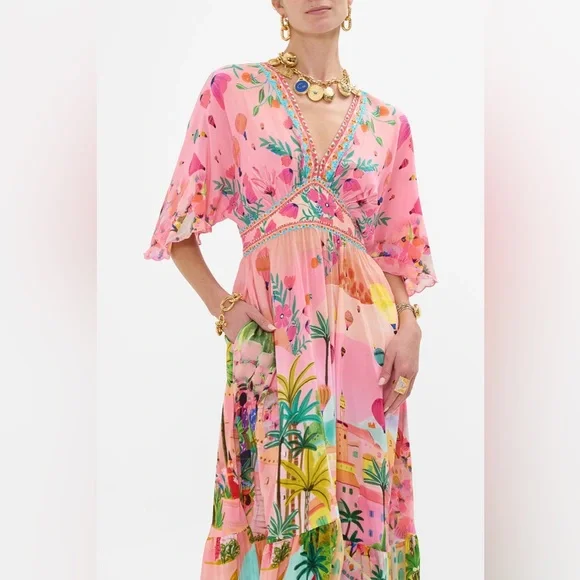 💕SOLD💕Camilla Waisted Dress With Hem Ruffle Sister Sunset - Picture 6 of 13